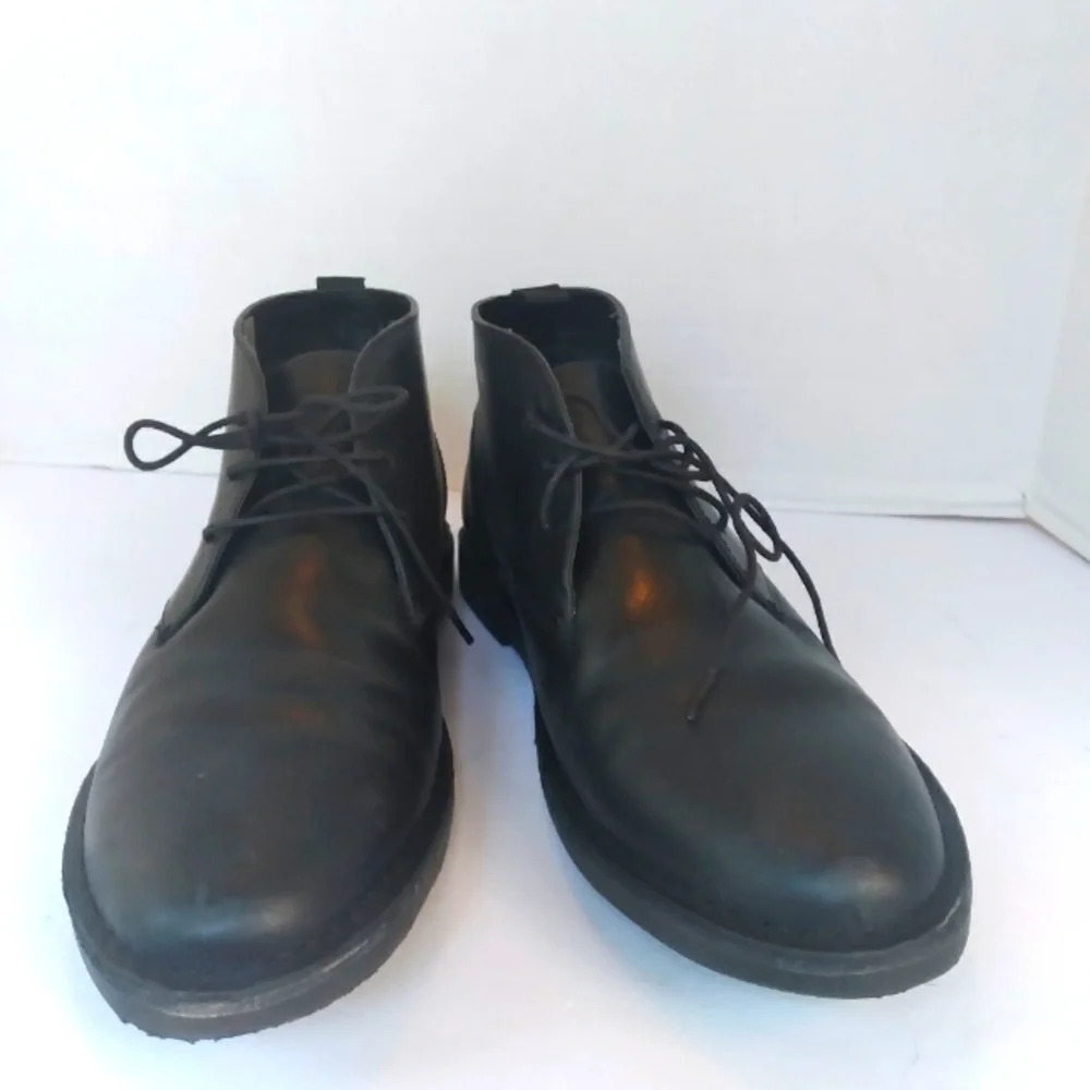 Classic Black Leather Chukka Boots Casual‎ Dress Shoes Minimalist Desert Boots